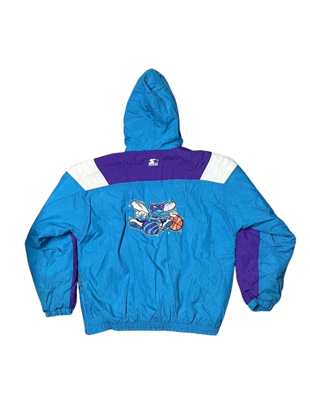 Vintage 1990s Charlotte Hornets Starter Jacket Large Teal NBA Authentics Jacket - Picture 2 of 9